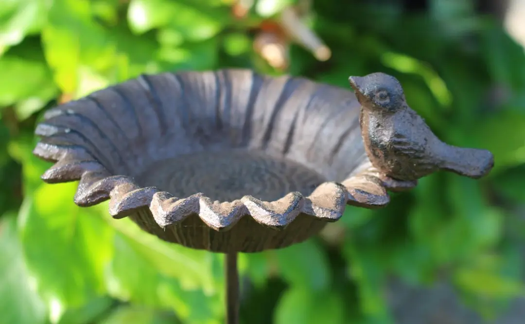 Esschert Design Zonnebloem Op Pin Drinkschaal - 13,5cm - Donkerbruin