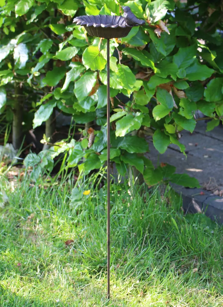 Esschert Design Zonnebloem Op Pin Drinkschaal - 13,5cm - Donkerbruin