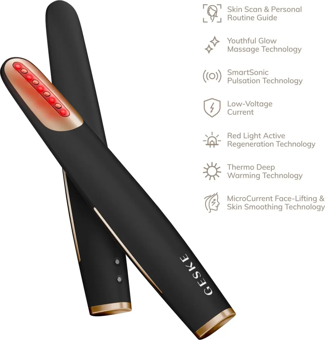 GESKE Skin Firming Wand GK000067GY01 - 7-in-1 Microcurrent Gezichtsversteviger - Rood LED Licht - Grijs