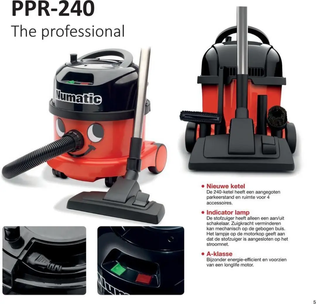 Numatic PPR240 Stofzuiger - 620W - 9L - Rood