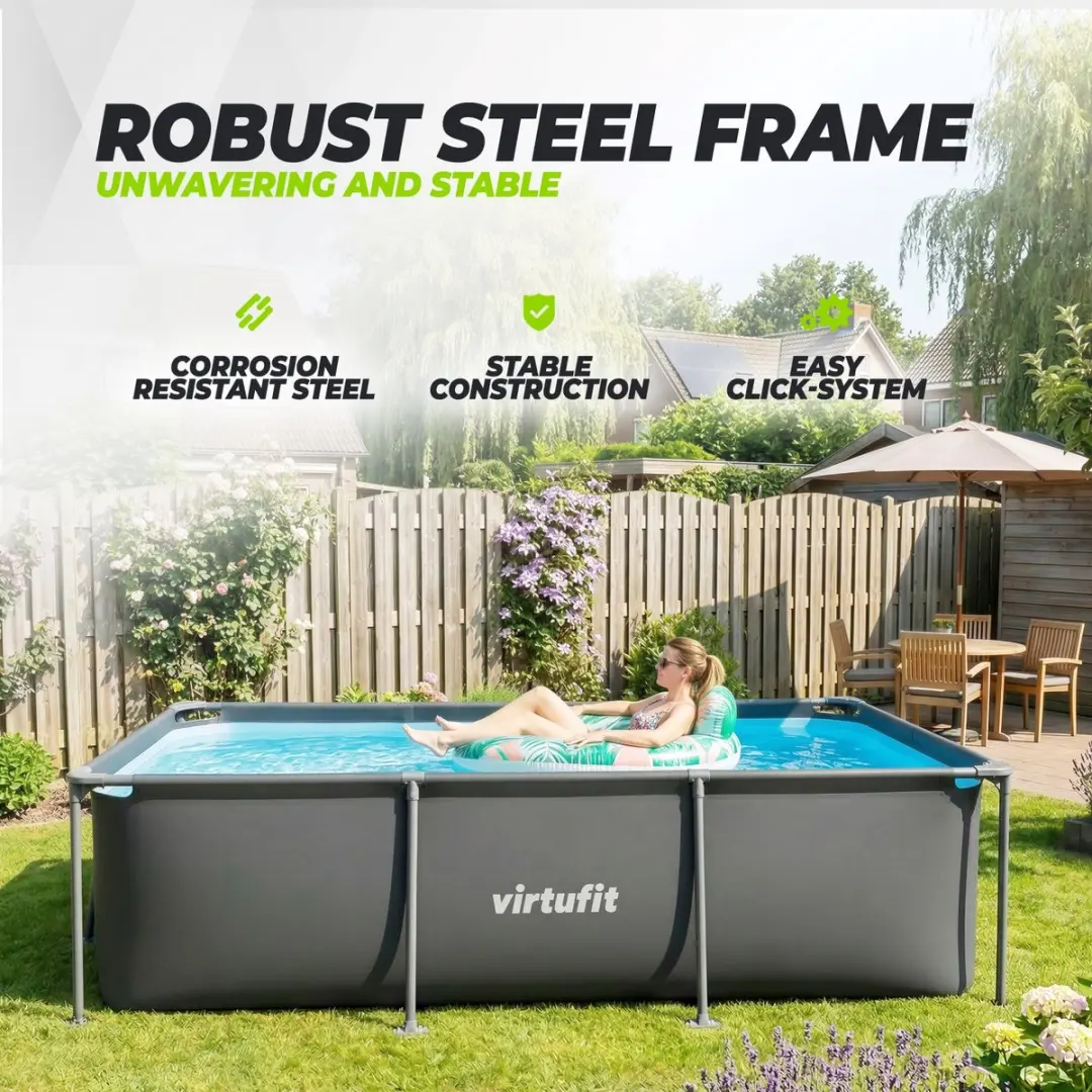 VirtuFit Rechthoekig Zwembad VF13093 - 260x180x66cm - 2620L - Antraciet