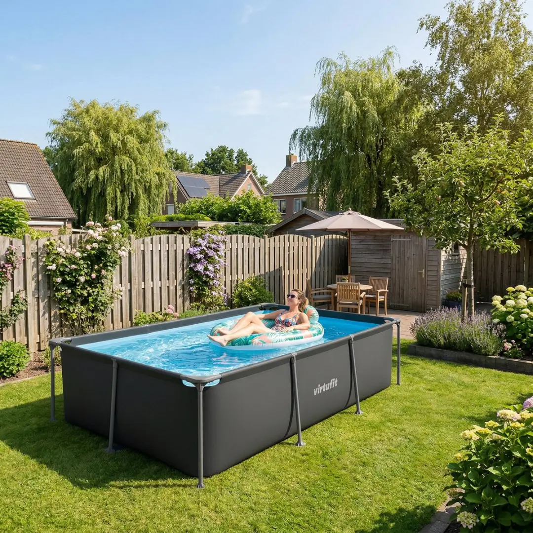 VirtuFit Rechthoekig Zwembad VF13093 - 260x180x66cm - 2620L - Antraciet - afbeelding 6 van 6