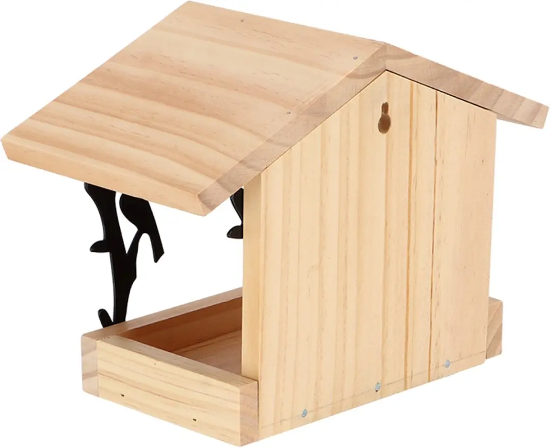 Esschert Design Muurvoedertafel Tjiftjaf - Houtkleur/Zwart