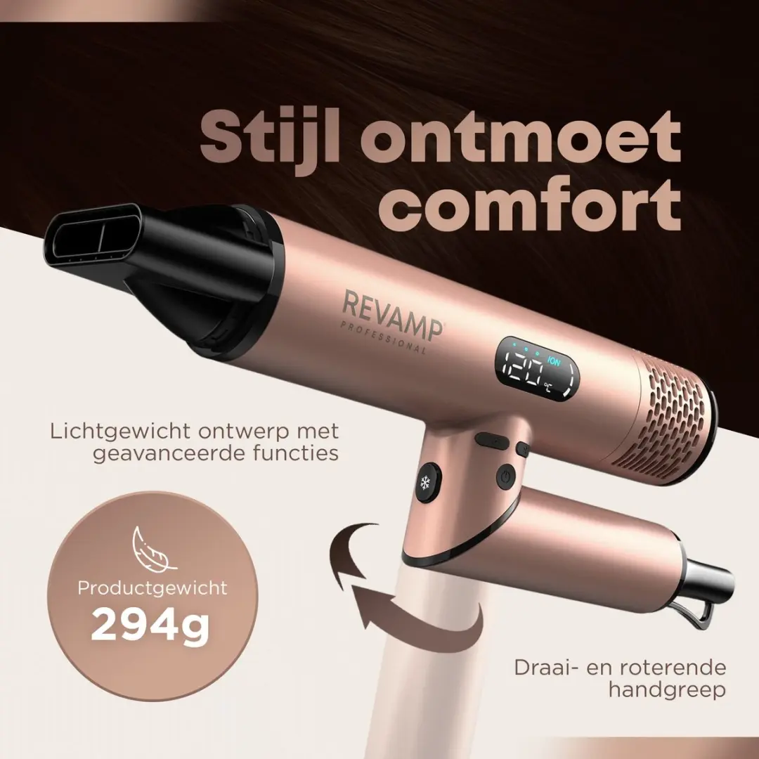Revamp DR6400 Haardroger - 1600W - Rosegoud - 3 Opzetstukken