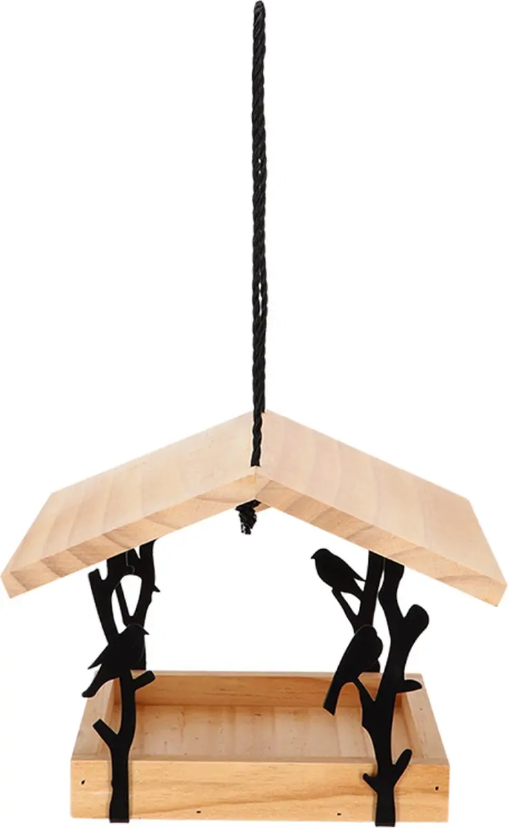 Esschert Design Hangende Voedertafel Tjiftjaf - Houtkleur/Zwart