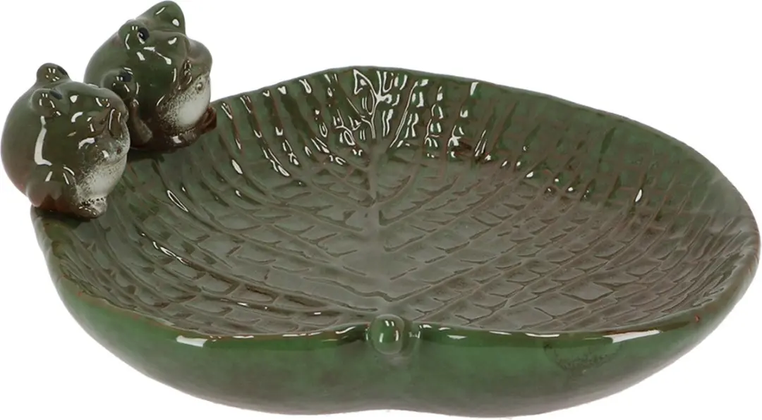 Esschert Design Vogelbad Keramiek Kikkers - Groen