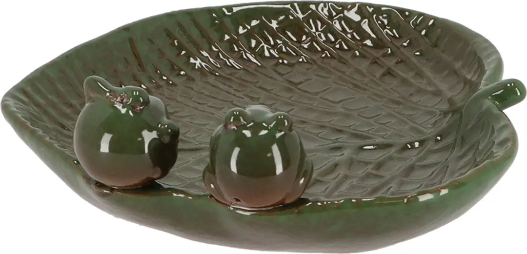 Esschert Design Vogelbad Keramiek Kikkers - Groen - afbeelding 6 van 6