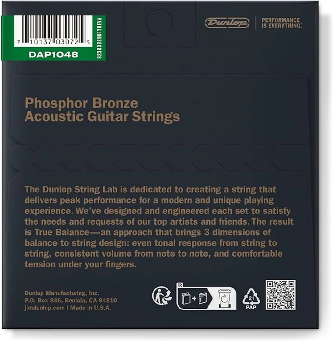 Dunlop DAP1048 Phosphor Bronze Acoustische Snaren - Extra Light 10-48 - 6 Stuks