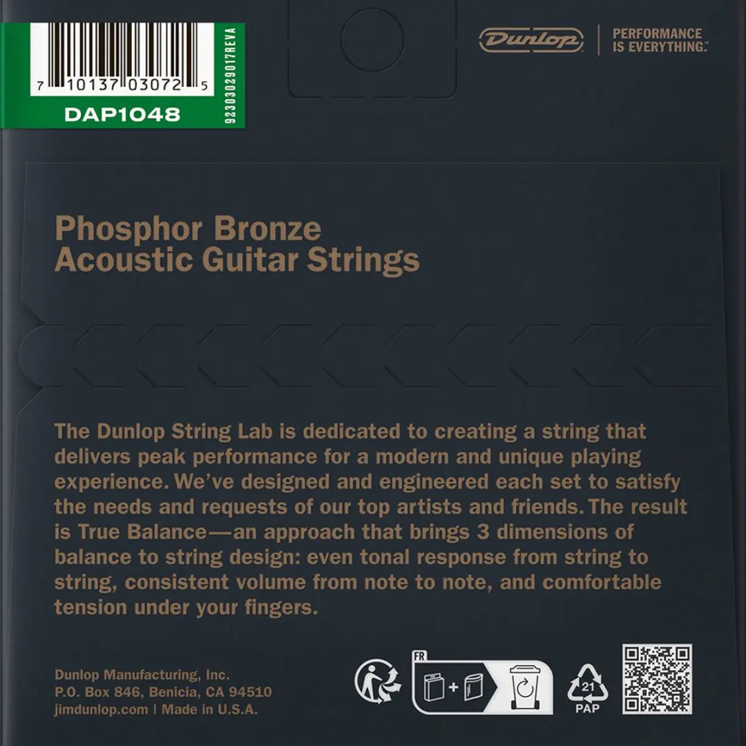 Dunlop DAP1048 Phosphor Bronze Acoustische Snaren - Extra Light 10-48 - 6 Stuks