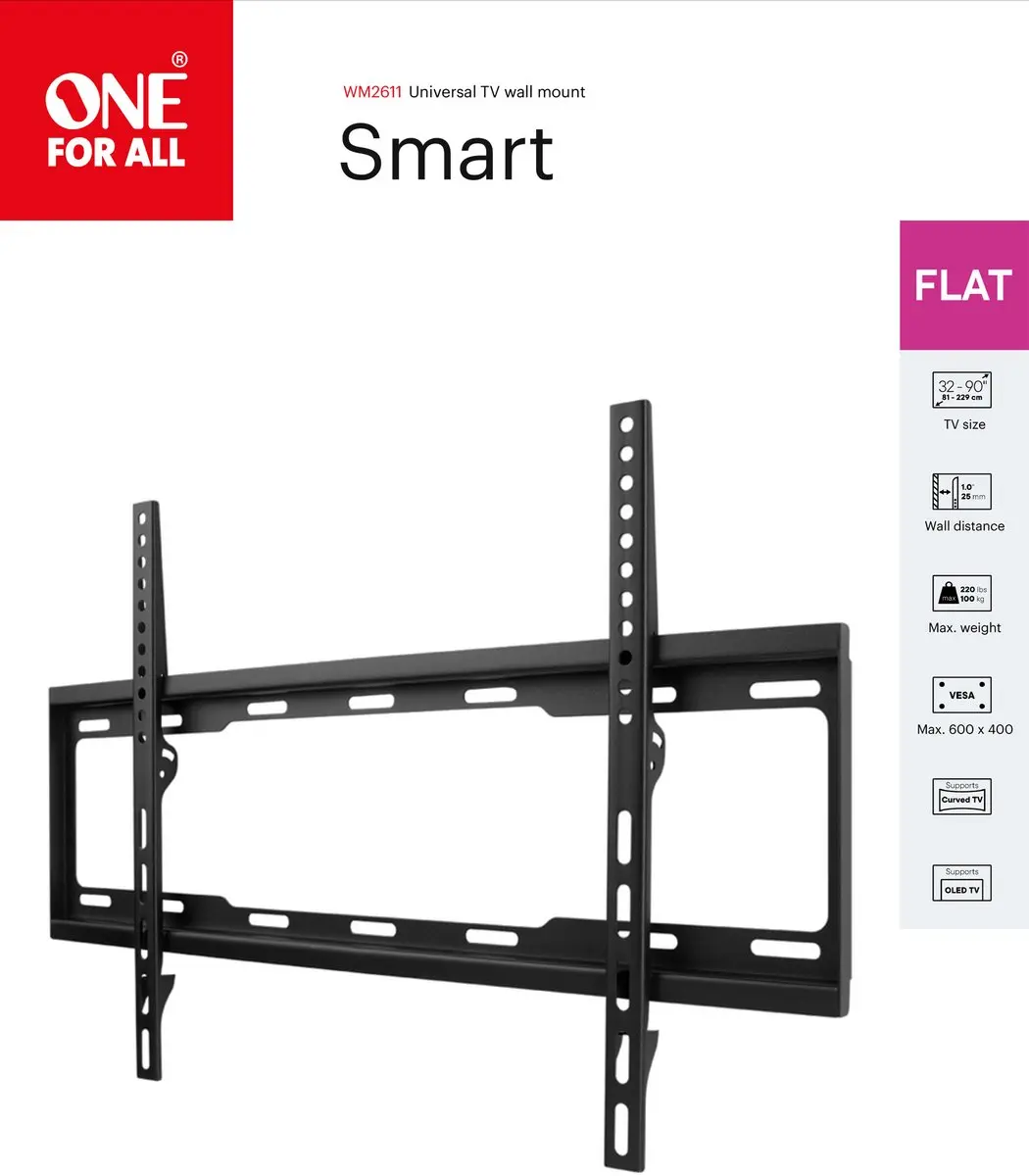 One For All WM2611 TV Muurbeugel - 32-84 inch - Wit