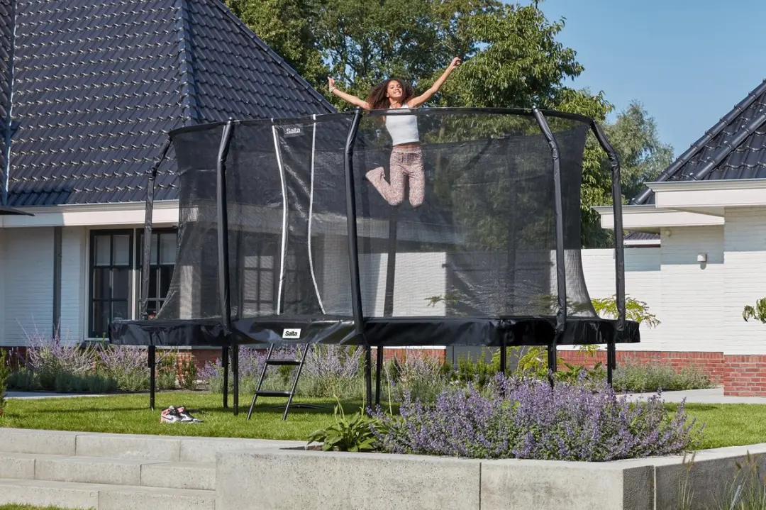 Salta First Class Trampoline 427cm - Veiligheidsnet & ladder - Zwart