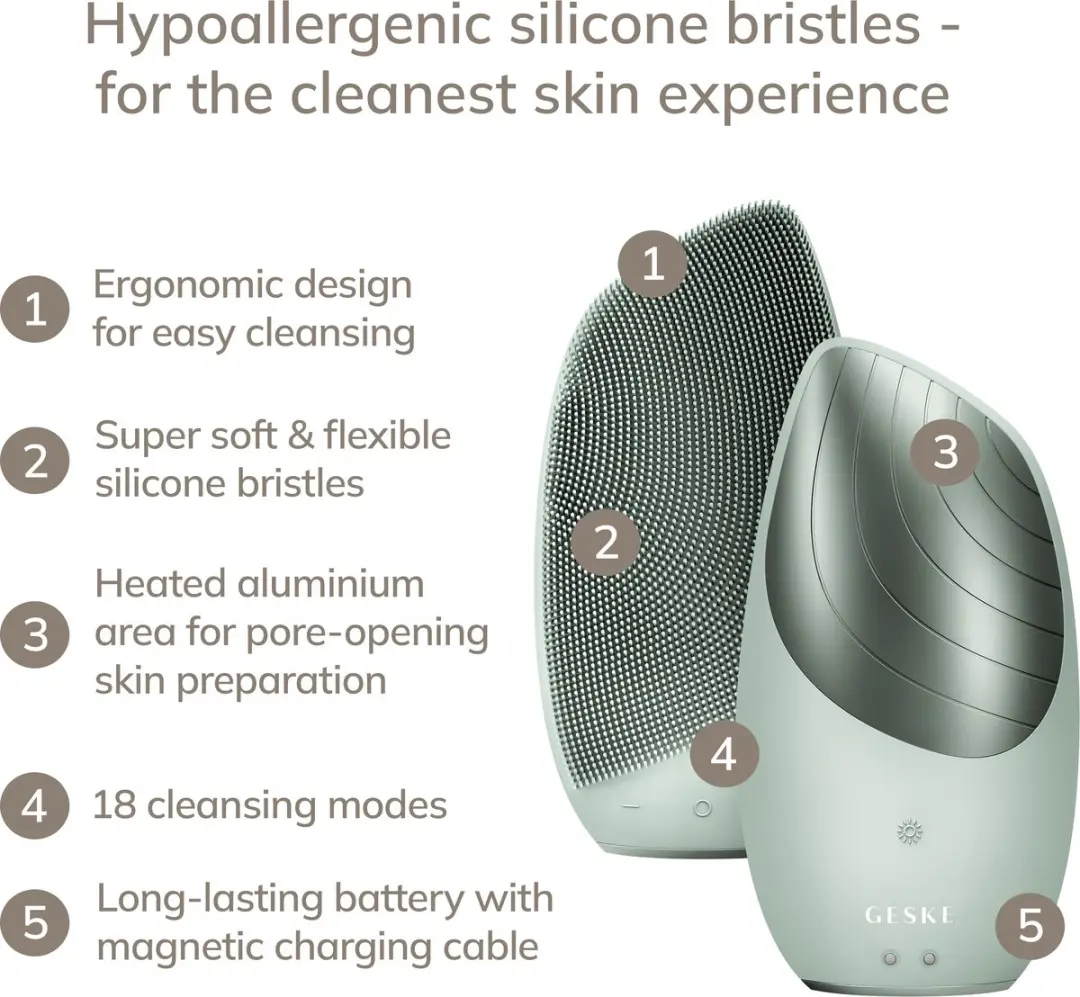 GESKE SmartAppGuided Sonic Thermo Facial Brush GK000007GN01 - 18 Snelheden - Groen - afbeelding 6 van 6