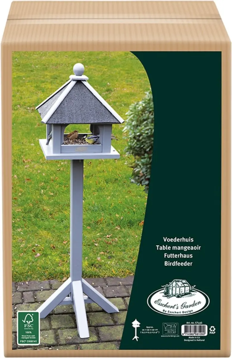 Esschert Design Vogelvoederhuisje Deluxe Grijs 103cm