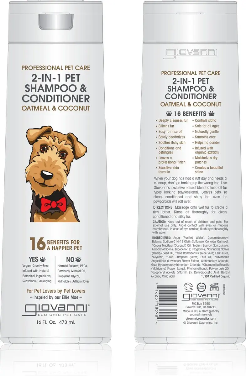 Giovanni Professional Pet 2-in-1 Honden Shampoo & Conditioner 470ml