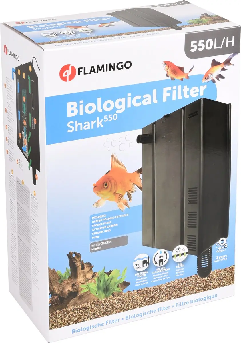 Flamingo Aquarium Biologische Filter Shark - 550L/u - Zwart - 22.5x11.5x32cm