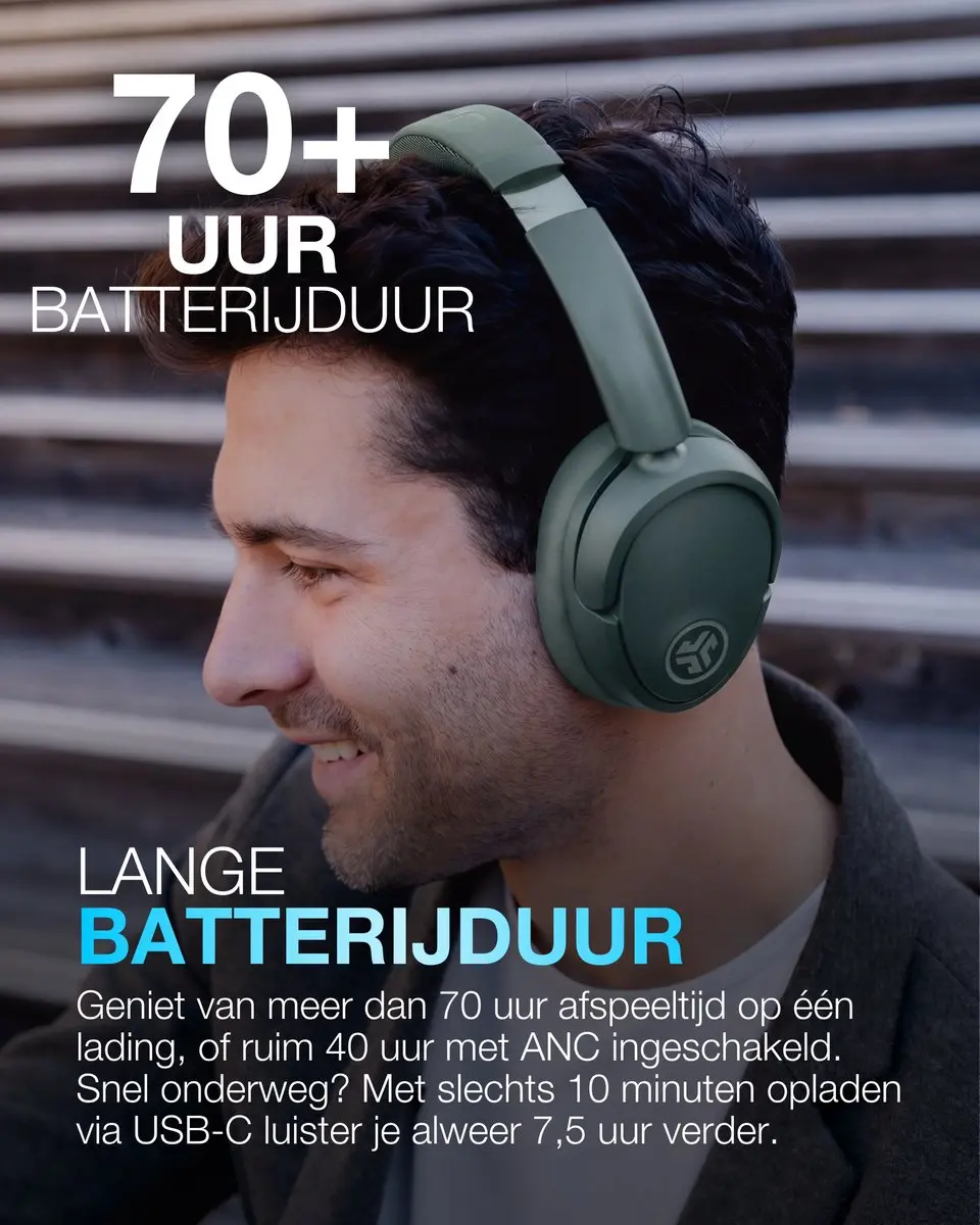 JLab Jbuds Lux ANC IEUHBJLUXANCRSGE62 Draadloze Koptelefoon - 70u Batterij - Groen