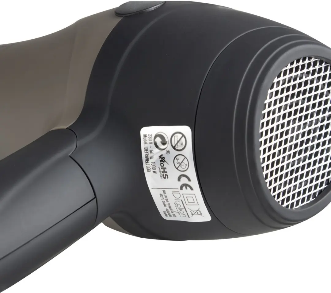 PostQuam IDETRAVEL1000 Haardroger 1000W - Zwart/Bruin