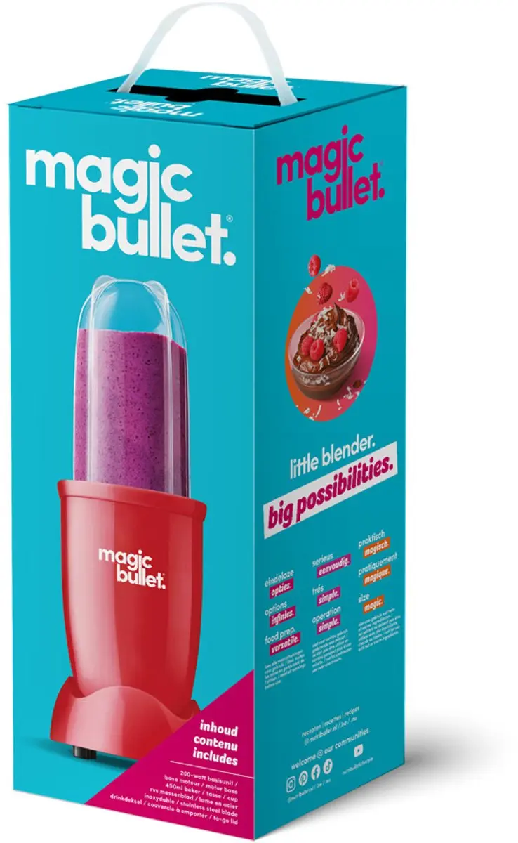 NutriBullet Magic Bullet Blender - 200W - 570ml Beker - Rood - afbeelding 6 van 6