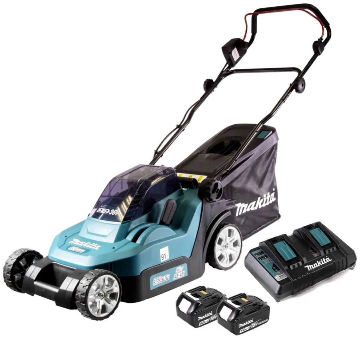 Makita DLM382PT2 Accu Grasmaaier 38cm - 2x18V 5.0Ah - afbeelding 6 van 6