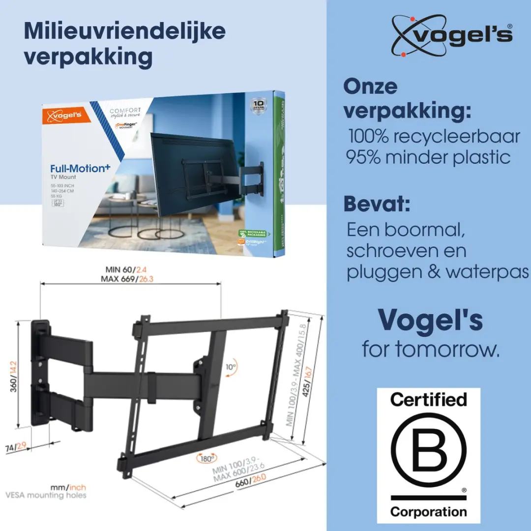 Vogel's COMFORT TVM 3845 TV-Beugel - 55"-100" - 55kg - Zwart