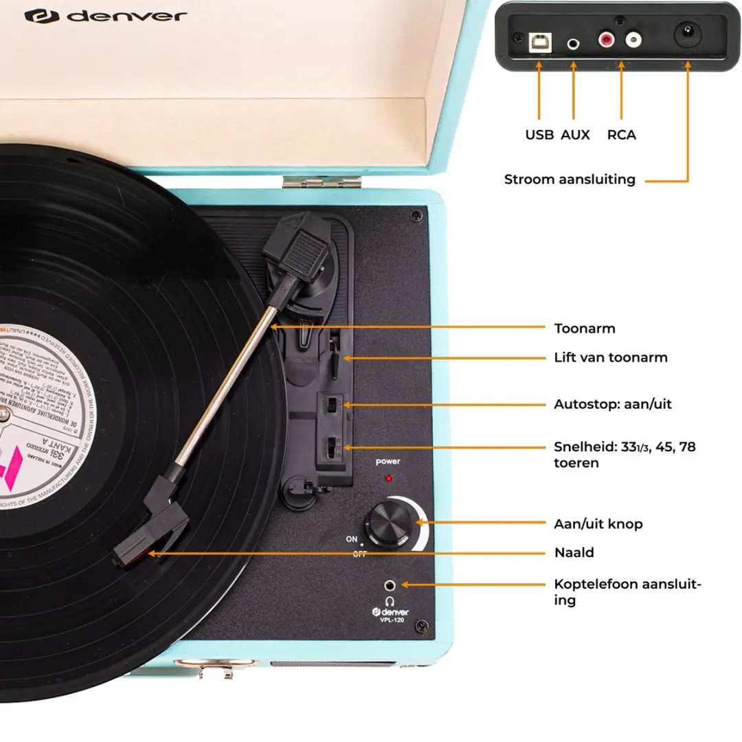 Denver VPL-120 Platenspeler - Blauw