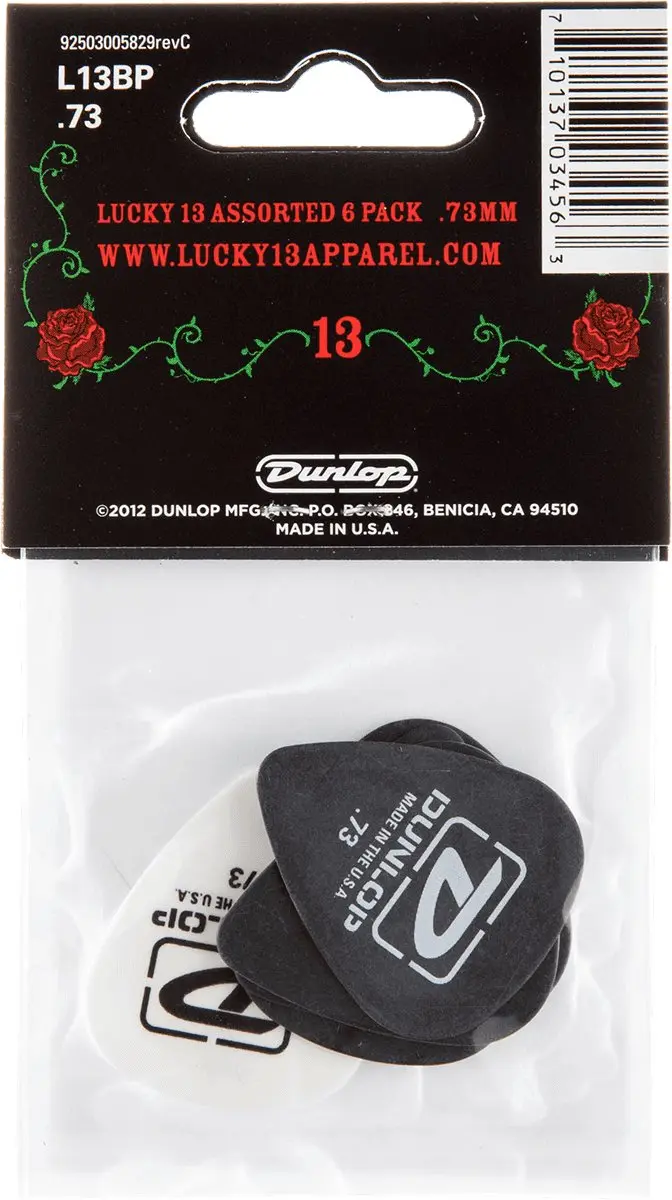 Dunlop Lucky 13 II Plektrum - 6 Stuks (0,73mm)