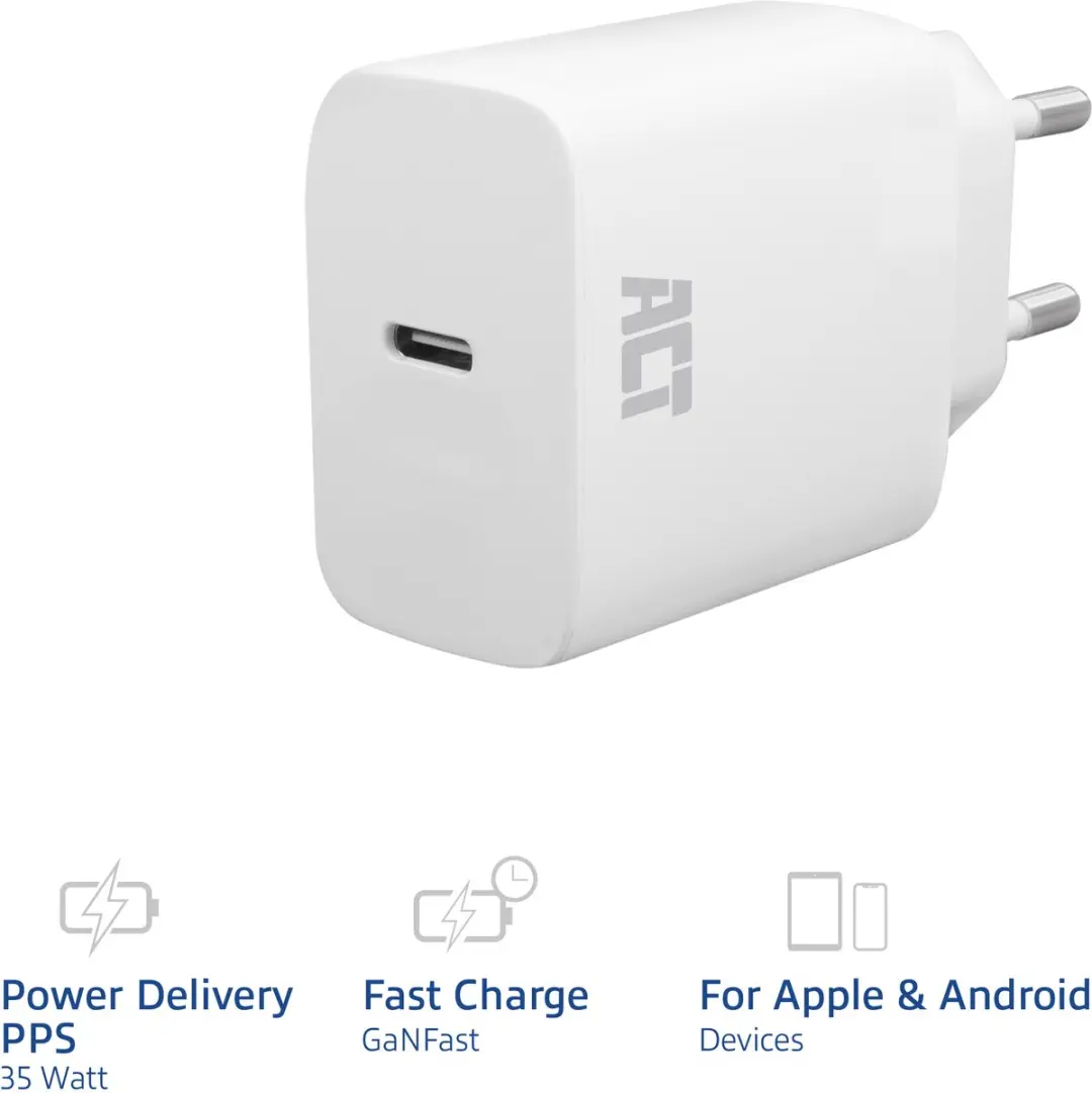 ACT AC2135 USB-C Lader 35W - Wit