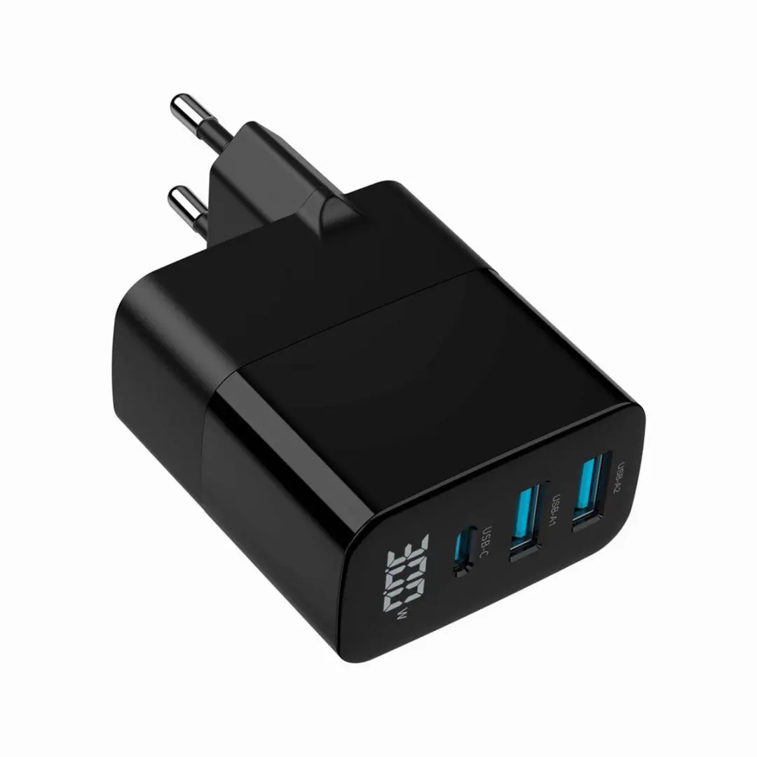 Gembird GaN USB Snellader 30W - 3 Poorten Zwart