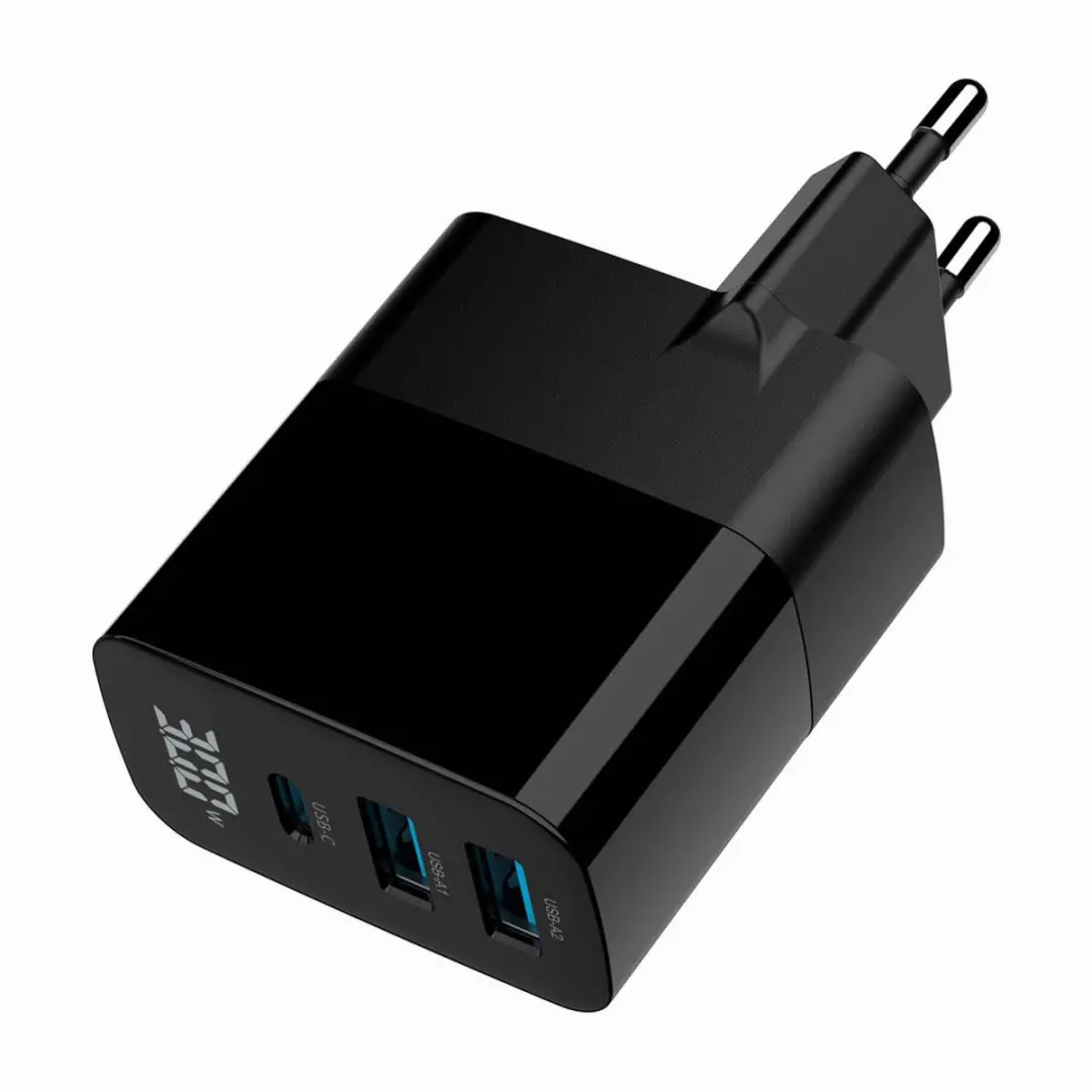 Gembird GaN USB Snellader 30W - 3 Poorten Zwart