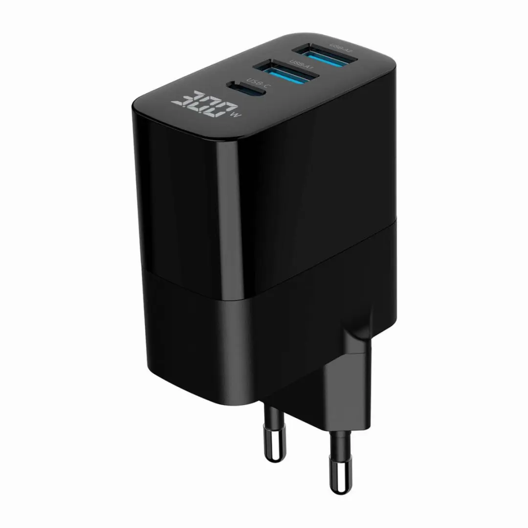 Gembird GaN USB Snellader 30W - 3 Poorten Zwart