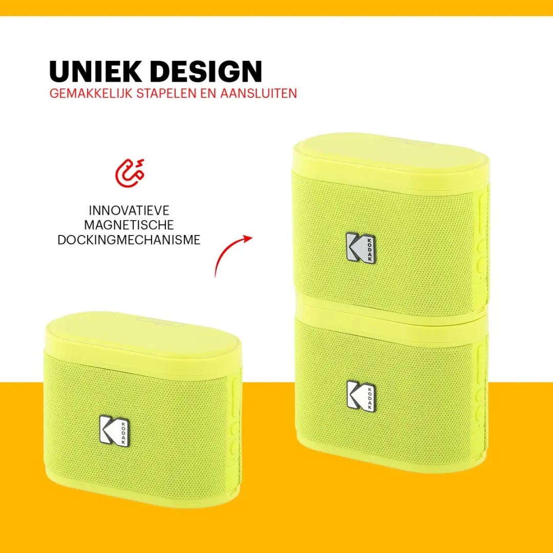 Kodak SoundBrix SBRIX2 Bluetooth Speaker - 5W - 2 Stuks - Geel