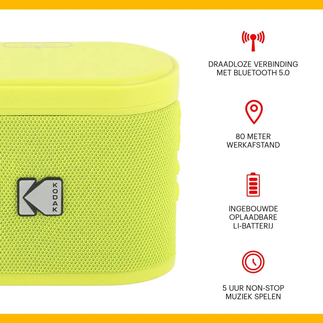 Kodak SoundBrix SBRIX2 Bluetooth Speaker - 5W - 2 Stuks - Geel