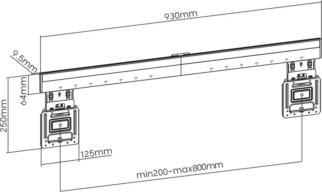 Nedis TVWM5090BK Vaste TV Muurbeugel - 75kg - VESA 200x200 - Zwart