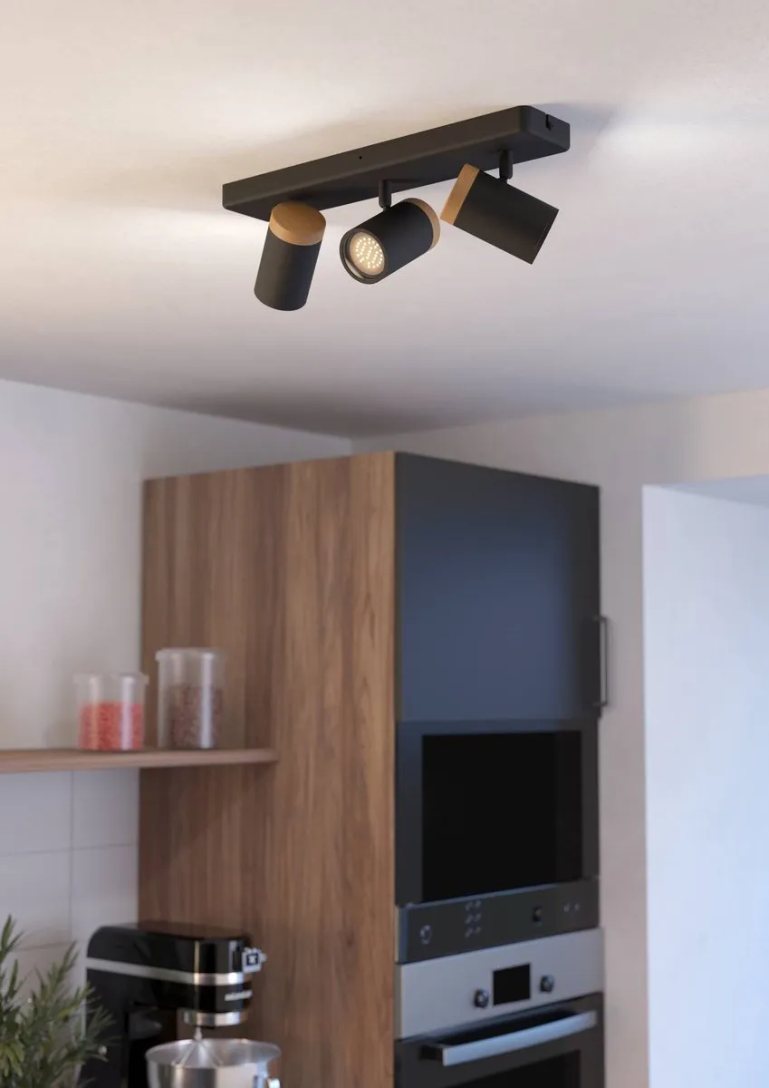 Eglo Consuma Spot Badkamer GU10 - 3x Zwart/Bruin