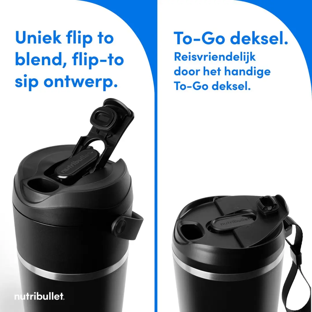 NutriBullet Flip Draadloze Blender - 120W - 0,59L - Zwart