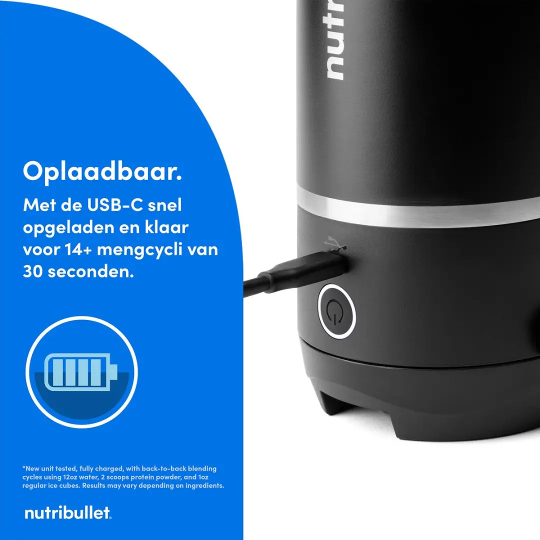 NutriBullet Flip Draadloze Blender - 120W - 0,59L - Zwart - afbeelding 6 van 6