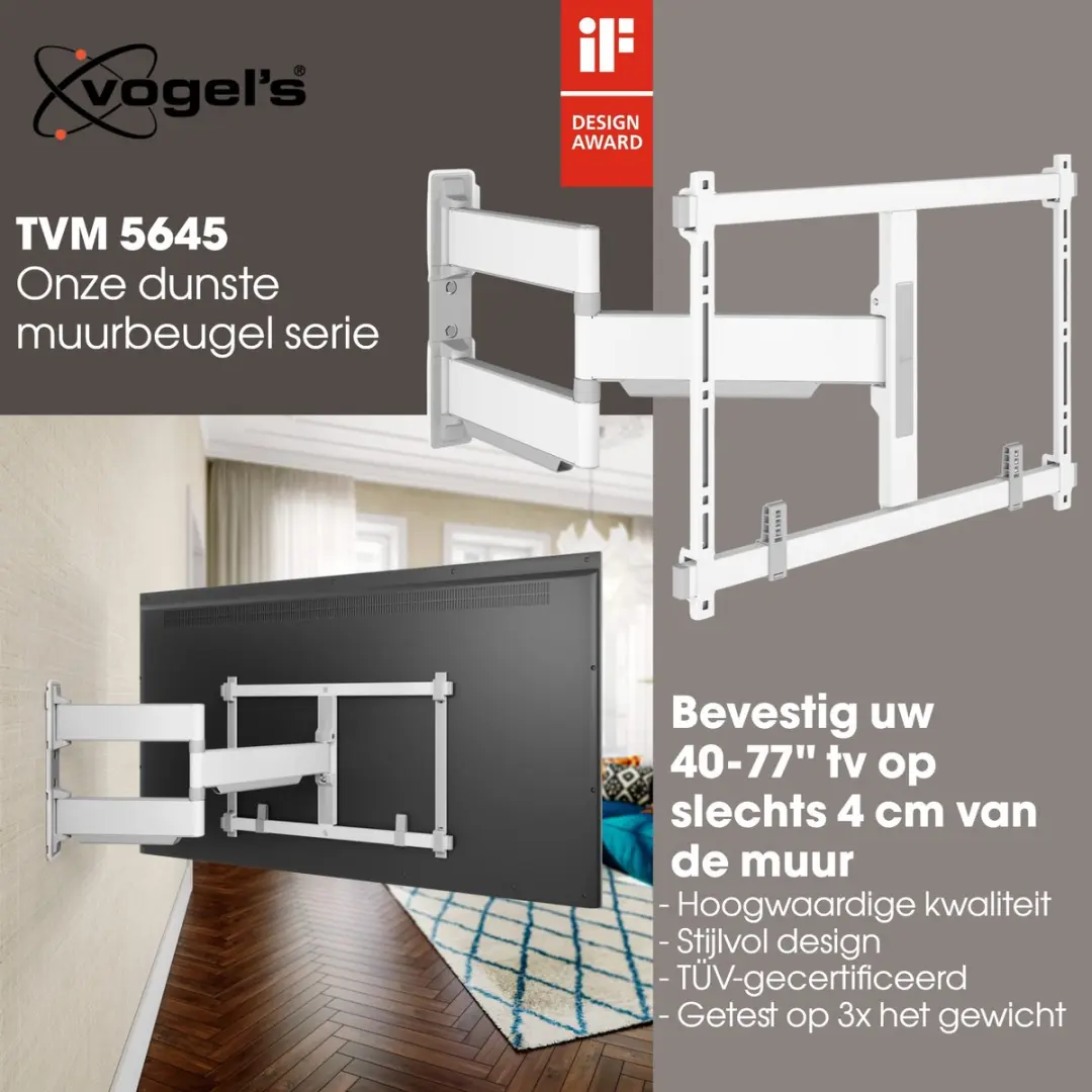 Vogel's ELITE TVM 5645 Draaibare TV-Beugel - 40-77" - Wit