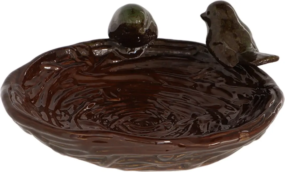 Esschert Design Vogelbad Nest Keramiek - 22x8,3cm - Bruin