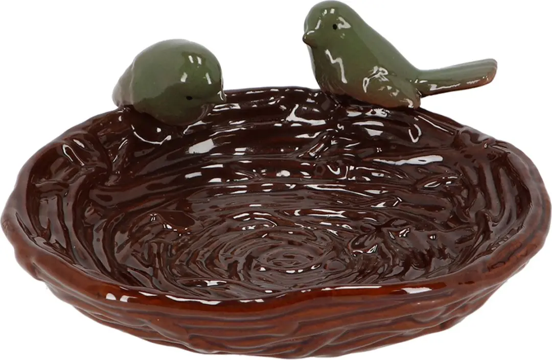 Esschert Design Vogelbad Nest Keramiek - 22x8,3cm - Bruin