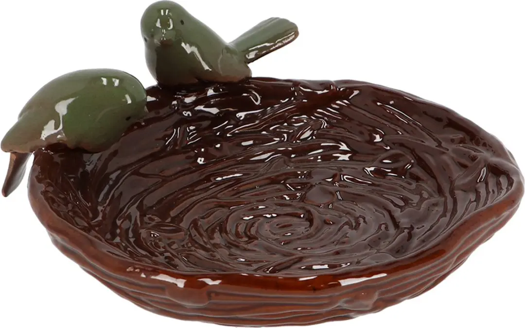 Esschert Design Vogelbad Nest Keramiek - 22x8,3cm - Bruin