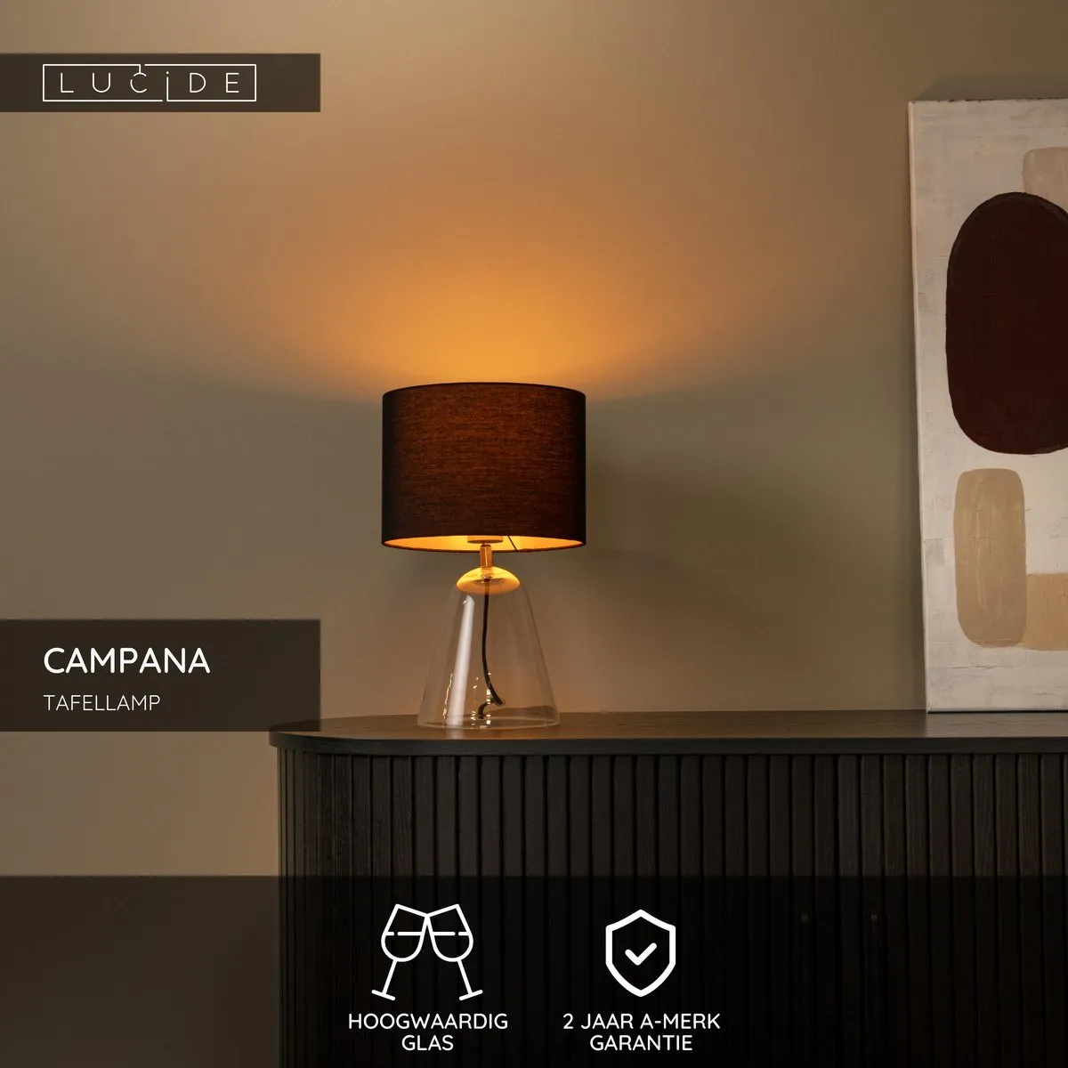Lucide Campana Tafellamp E27 - 25cm Transparant