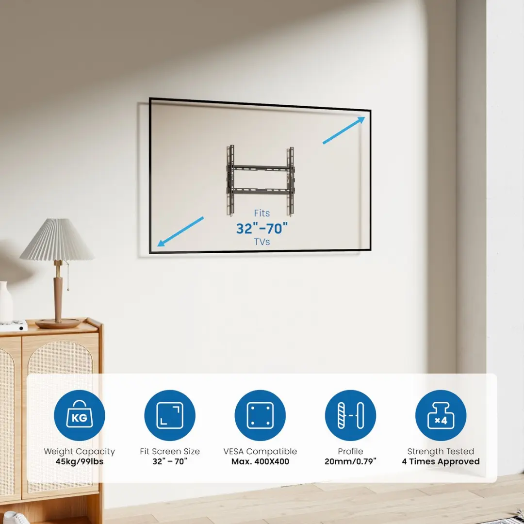 Ewent EW1502 Ultra Dunne TV Wandsteun 55" - Zilver