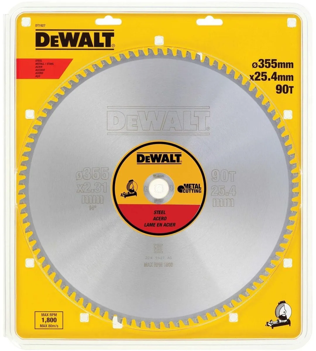DeWalt DT1927-QZ Cirkelzaagblad Staal 355mm 90T