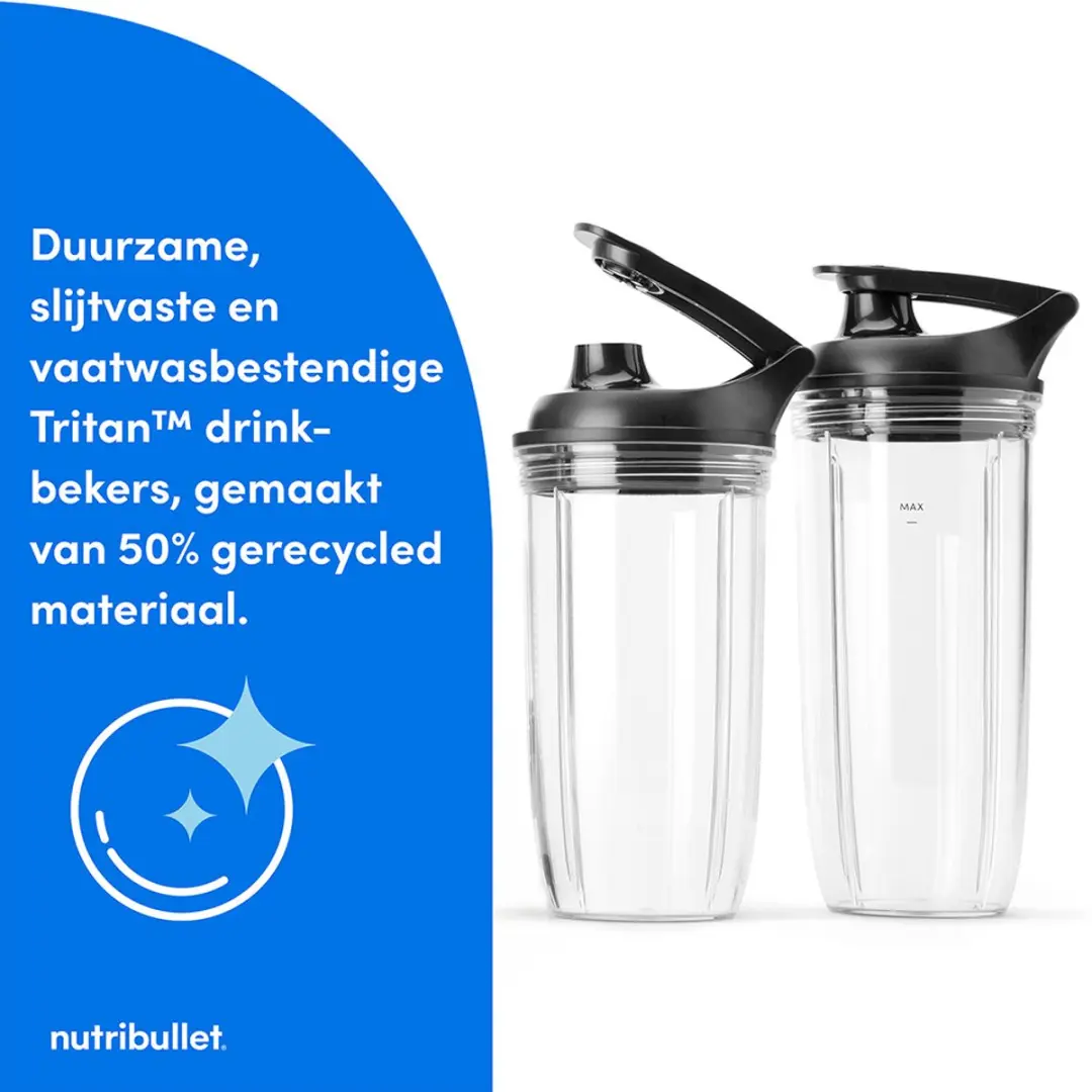 NutriBullet Ultra Blender 1200W - 2 To Go Bekers - Staal