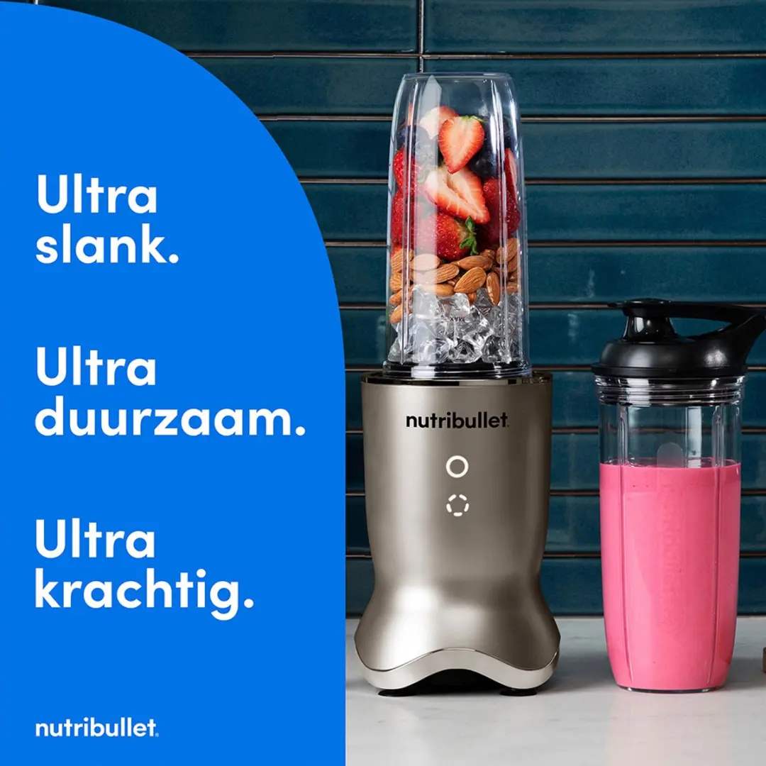 NutriBullet Ultra Blender 1200W - 2 To Go Bekers - Staal