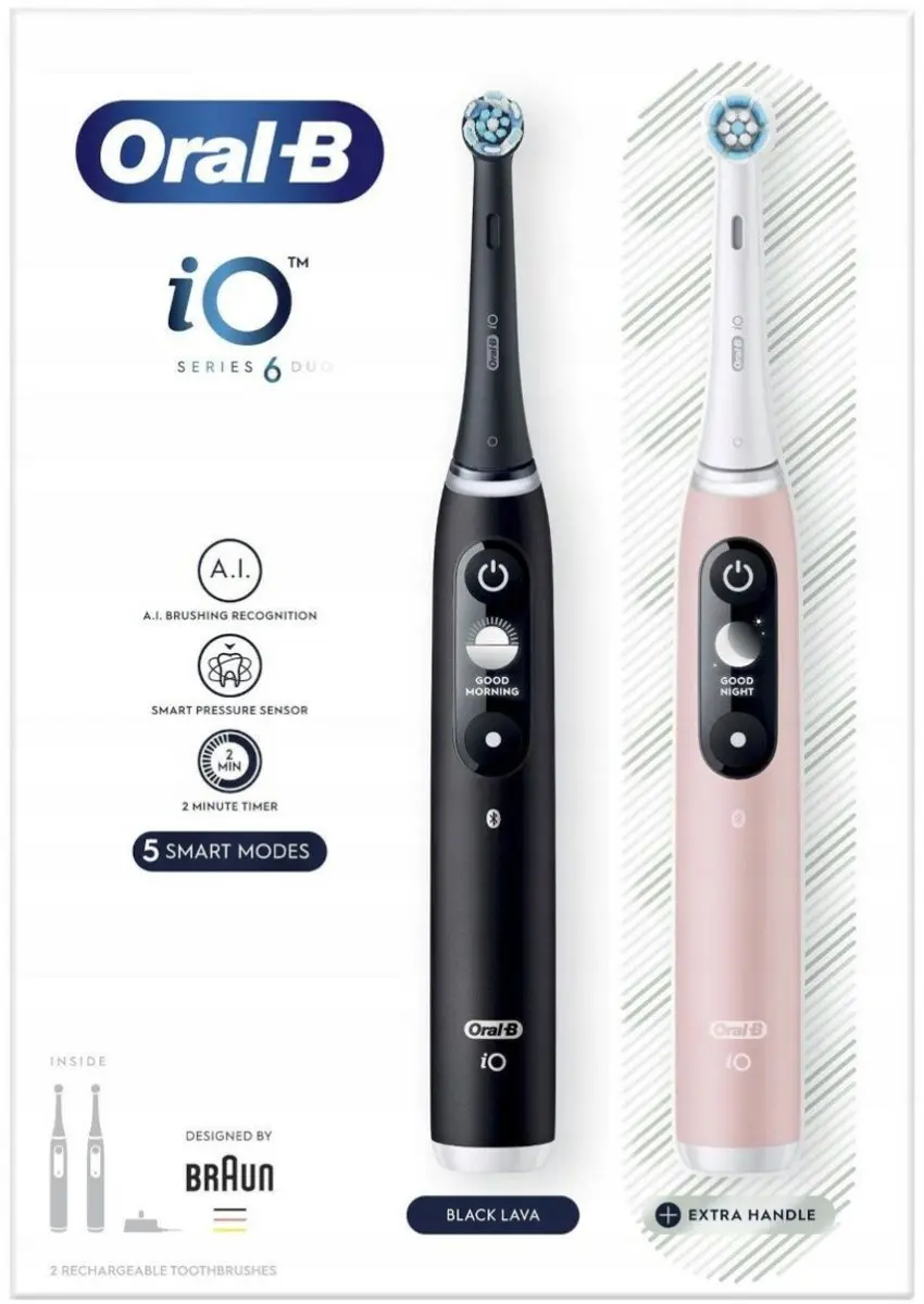 Oral-B iO 6 Duo Elektrische Tandenborstel - Black Pink - 5 Poetsmodi