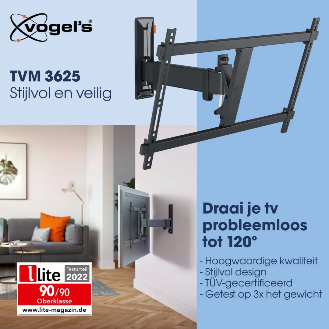 Vogel's COMFORT TVM 3625 TV-Beugel 40-77" - 35kg - VESA 600x400 - Zwart