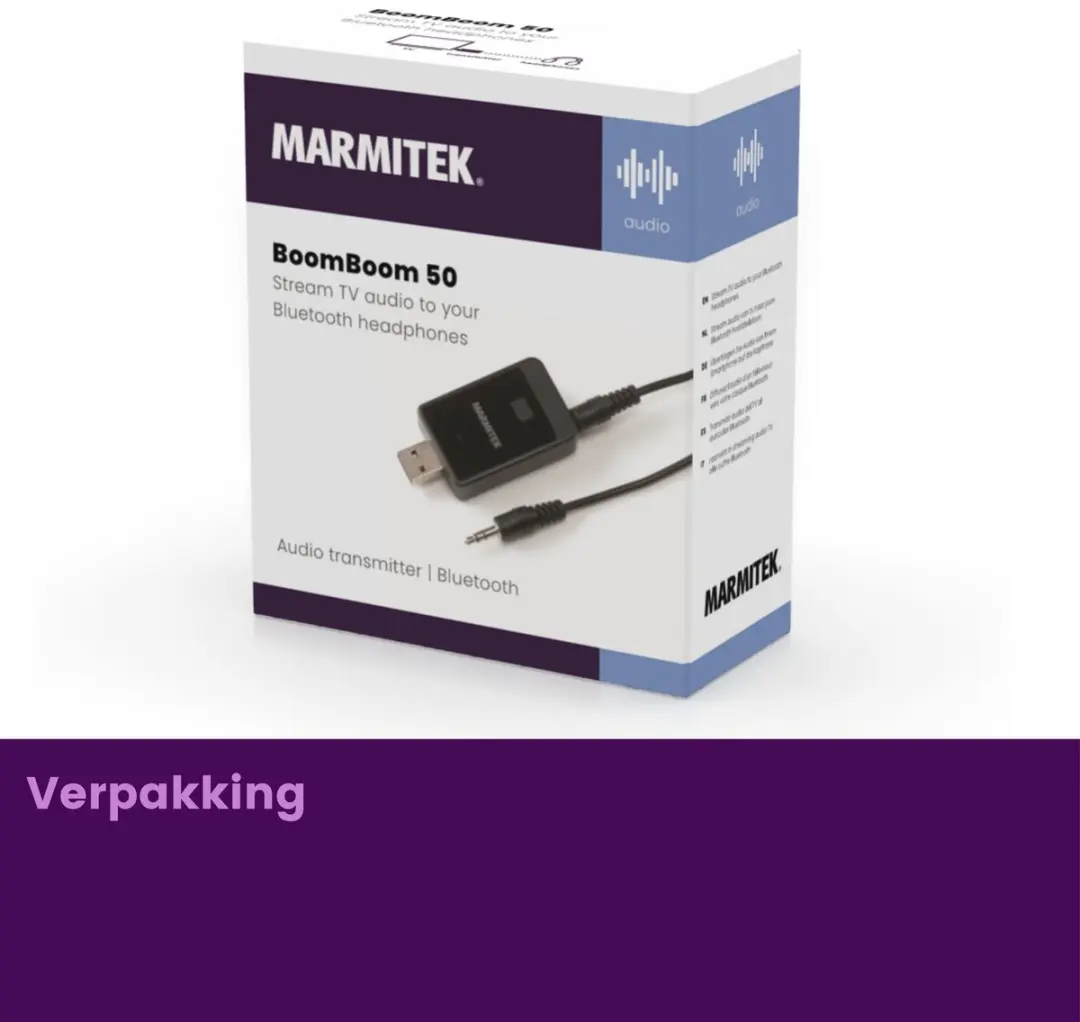 Marmitek BoomBoom 50 Bluetooth Transmitter 25008199 - TV naar koptelefoon - afbeelding 6 van 6