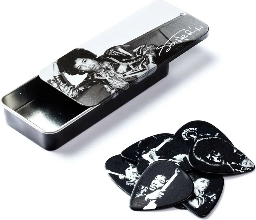 Dunlop Jimi Hendrix Silver Portrait Plectrum Opbergblikje