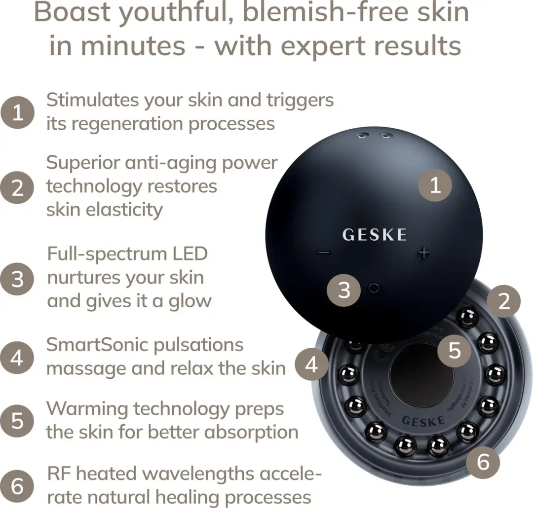 GESKE GK000065BK01 SmartAppGuided Anti-Aging Gezichtsmassager - Zwart - afbeelding 6 van 6